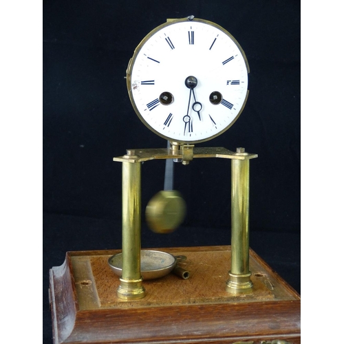 640 - Vincenti & Co Glass 8-Day Striking Drum Mantle Clock, stamped C & S over a crown, having white ename... 