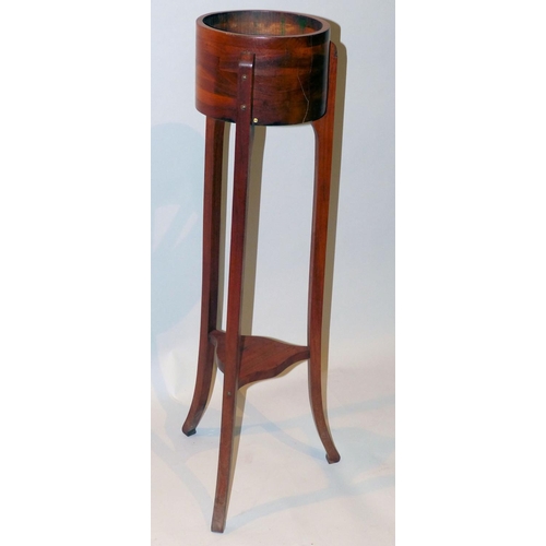 704 - A Mahogany Round Jardiniere Stand on square splayed legs with shaped undertier (no liner) 92.5cm hig... 