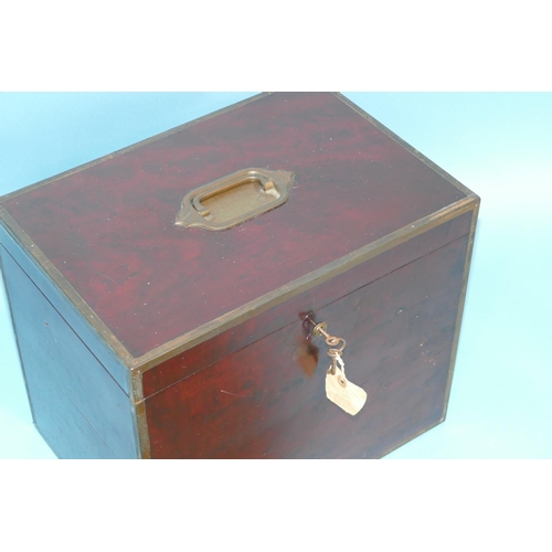 621 - A 19th Century Rectangular Cellaret having hinged lid with all over brass banding and inset carrying... 