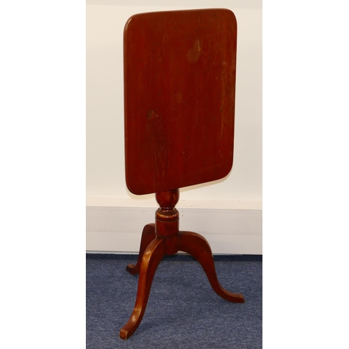 625 - A Stained Rectangular Tilt-Top Occasional Table on turned stem having 3 x splayed legs, 53cm wide