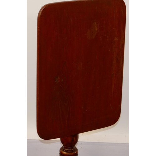 625 - A Stained Rectangular Tilt-Top Occasional Table on turned stem having 3 x splayed legs, 53cm wide