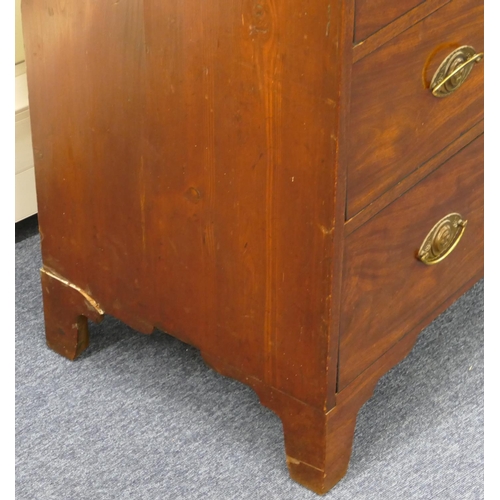 634 - A 19th Century Mahogany Straight-Front Chest of Drawers having 2 x short, 3 x long graduated drawers... 