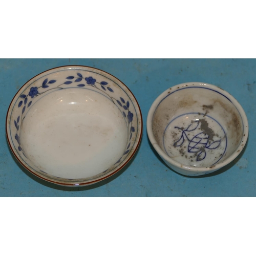 154 - An Oriental Round Shallow Tea Bowl on white ground with multicoloured floral and leaf decoration 8cm... 