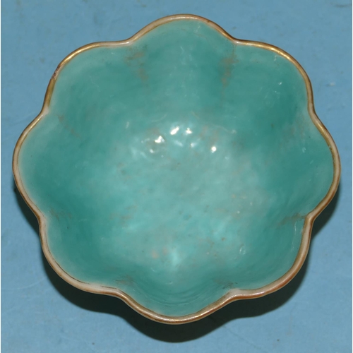 159 - A 19th Century Cantonese Round Scallop Shaped Tea Bowl on white and pale blue ground having multicol... 