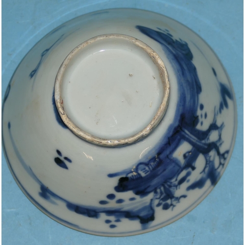 160 - A 19th Century Oriental Blue and White Round Trumpet Shaped Tea bowl having landscape decoration, 10... 