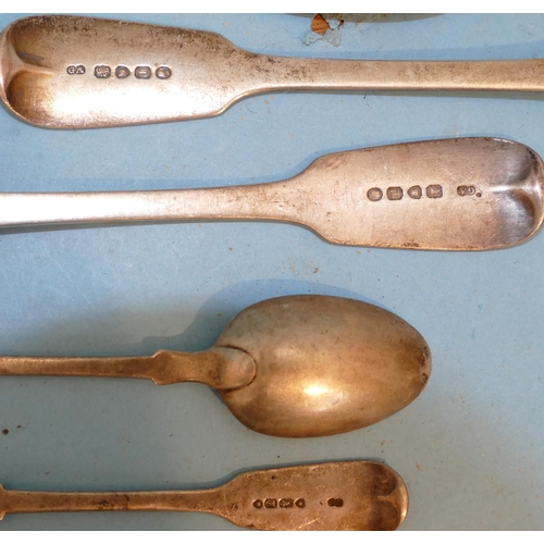 242 - A Set of 3 Victorian Silver Tablespoons 1854 makers mark GA, also 2 matching teaspoons 8.8oz