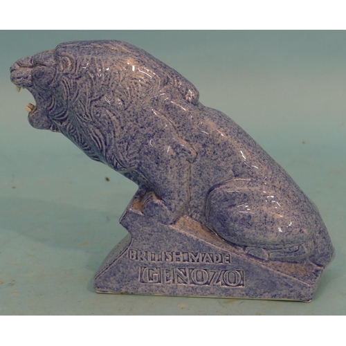 86 - An Ashtead Pottery Genozo Toothpaste Advertising Lion on blue ground 18cm high.