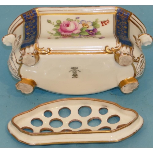 126 - A Crown Staffordshire Scallop Shaped 2 Handle Vase having pierced cover on white and blue ground wit... 