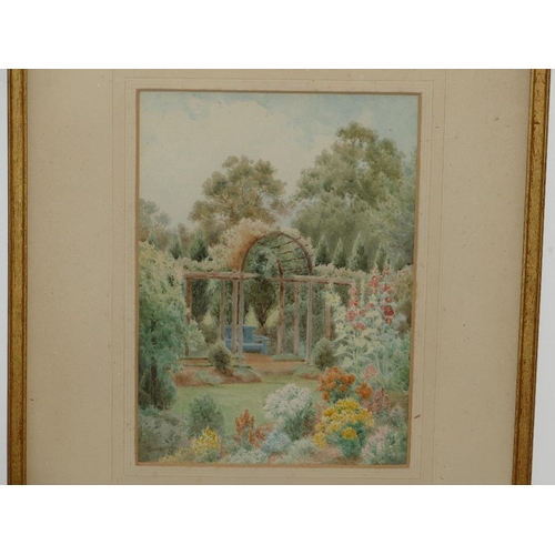 165 - Herbert George, Watercolour depicting floral garden 