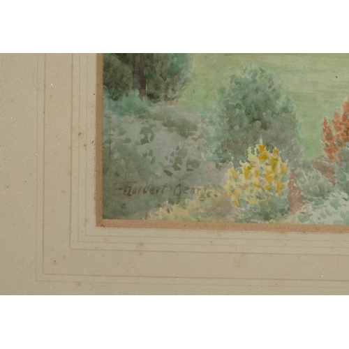 165 - Herbert George, Watercolour depicting floral garden 