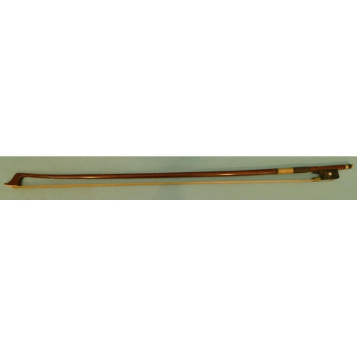 610 - A Cello with bow, back 76.5cm long.