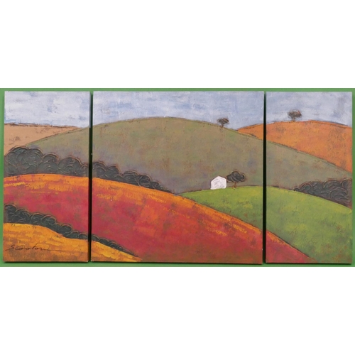 197 - Oleo Cootom, Oil on Canvas Triptych of 3 oils on canvas, depicting sprawling landscape, signed S Coo... 