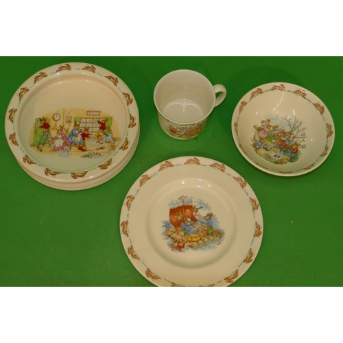 158 - A Royal Doulton Bunnykins Child's Round Bowl, also another similar bowl, side plate and cup (4).