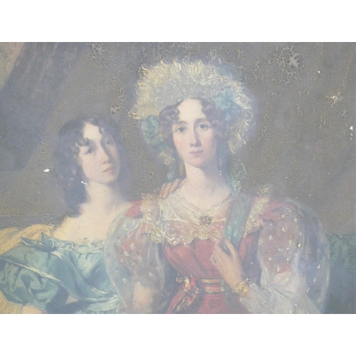 176 - A 19th Century Oil on Panel depicting 2 seated ladies 