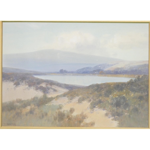 192 - Fredrick John Widgery, Watercolour and Gouache depicting Dorset sand dunes in background, signed and... 