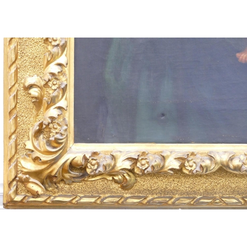 213 - A 19th Century Oil on Canvas after Raphael depicting Madonna and child, unsigned, in carved gilt woo... 