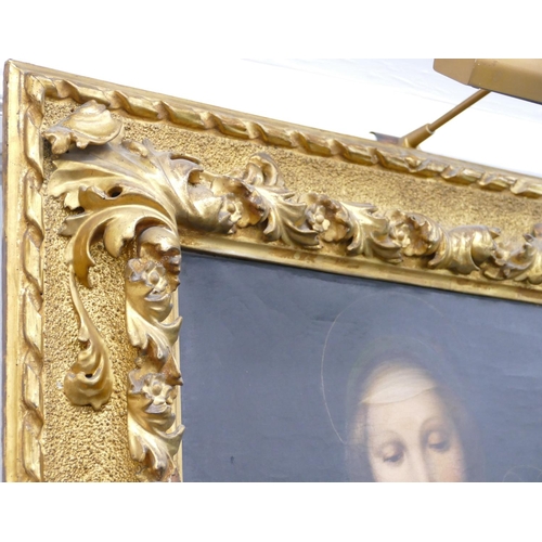 213 - A 19th Century Oil on Canvas after Raphael depicting Madonna and child, unsigned, in carved gilt woo... 