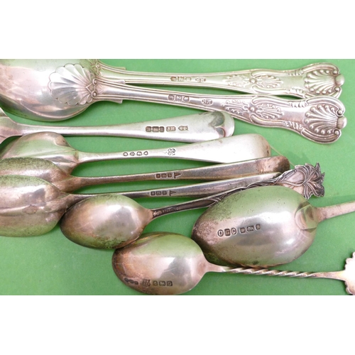 221 - A Pair of London Kings Pattern Teaspoons and 8 other silver teaspoons, 5.9oz (10).