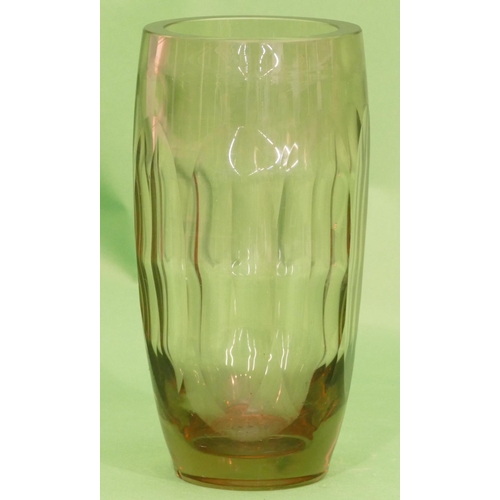 24 - A Heavy Smoked Glass Round Bulbous Shaped Vase having chamfer decoration, 25cm high.