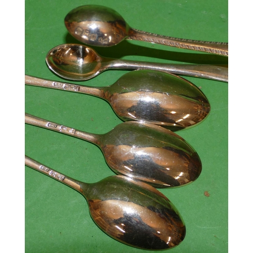 268 - A Set of 6 Sheffield Silver Teaspoons having reeded scroll ends, also a pair of Sheffield silver sug... 