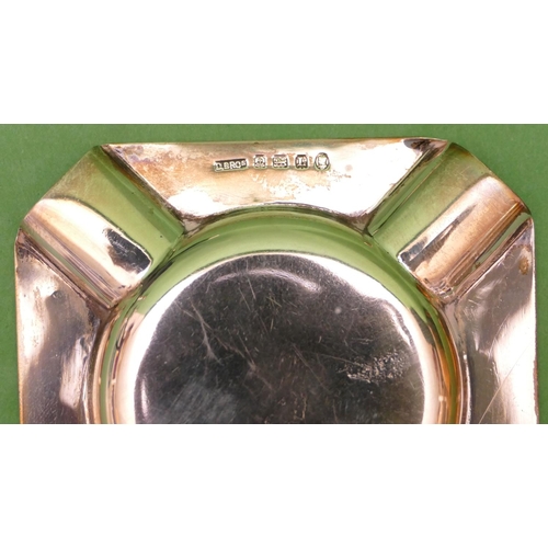 288 - A Sheffield Silver Square Ashtray having engine turned decoration, also a Birmingham silver smaller ... 