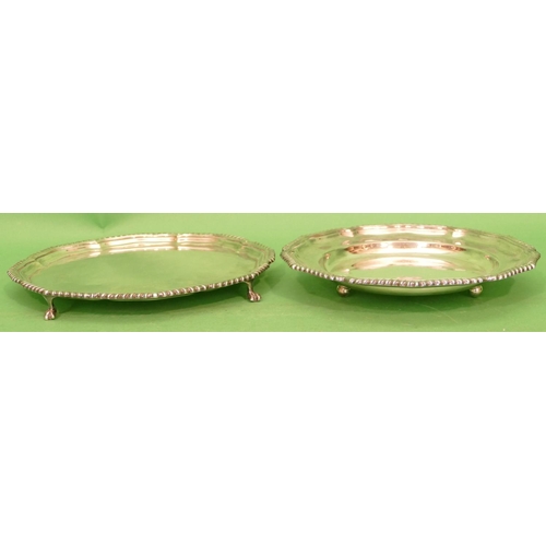 324 - A Carrington & Co Ltd Round Plated Dish having scallop shaped gadroon rim on 3 ball feet, 24.5cm dia... 