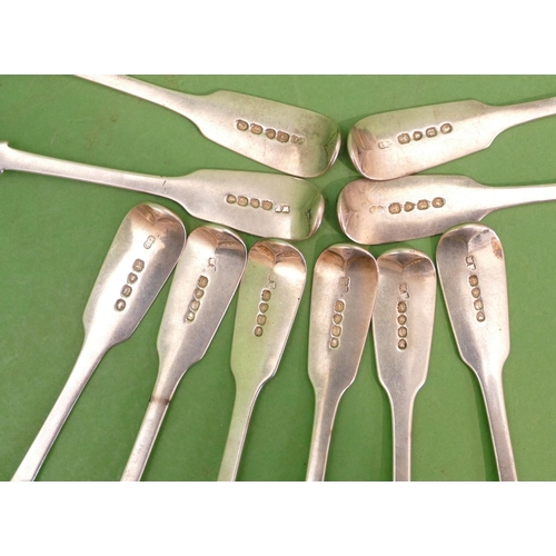 344 - A Set of 6 William IV Dessert Spoons London 1831, makers mark WE, also a set of 4 similar Victorian ... 