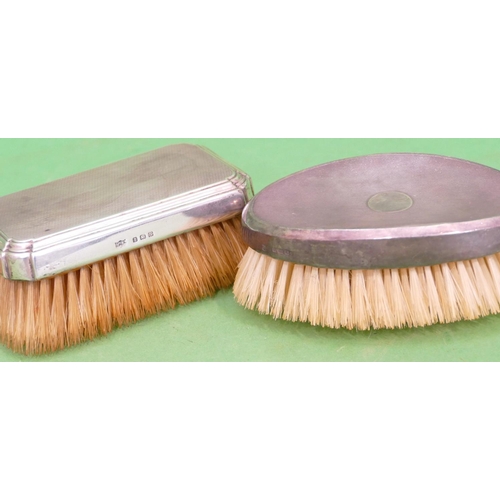 364 - A Pair of Edward VIII Silver Mounted Gentleman's Hairbrushes having engine turned decoration, Birmin... 