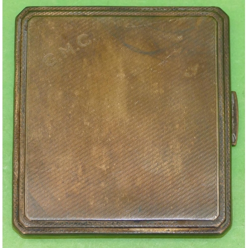 378 - A Birmingham Silver Square Cigarette Case having engine turned decoration, hinged front, 3oz.