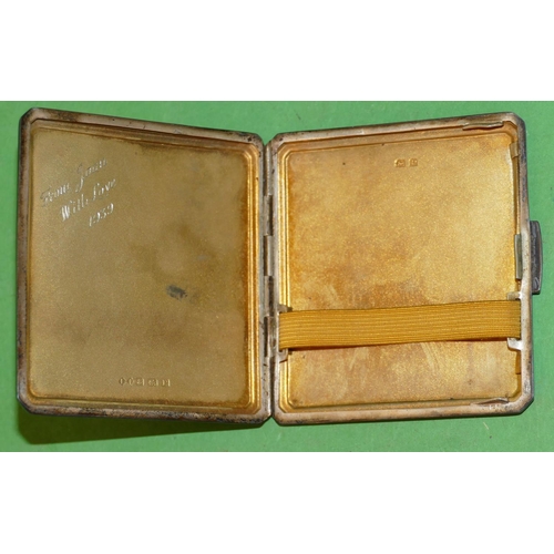 378 - A Birmingham Silver Square Cigarette Case having engine turned decoration, hinged front, 3oz.