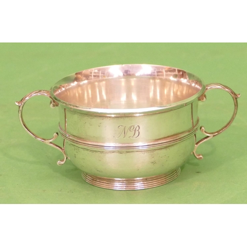 403 - An Edward VIII Silver Round 2 Handled Bowl with part reeded decoration, Birmingham 1947, makers mark... 