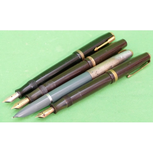 418 - 2 x Parker Duofold Fountain Pens having 14ct gold nibs (one clip missing) and a Canadian Parker Vacu... 