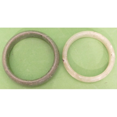 459 - 2 x Circular Jade Style Hardstone Bangles.