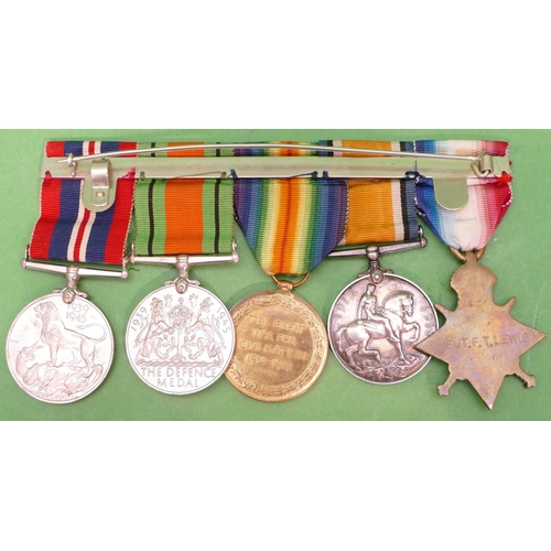 462 - A Bar of 5 First and Second World War Medals 1914/18 medal, war medal 1914/15 star, Lieut.f.t.Lewis,... 