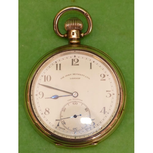 473 - Sir John Bennett Ltd, London Silver Open Faced Pocket Watch having white enamel dial with seconds di... 