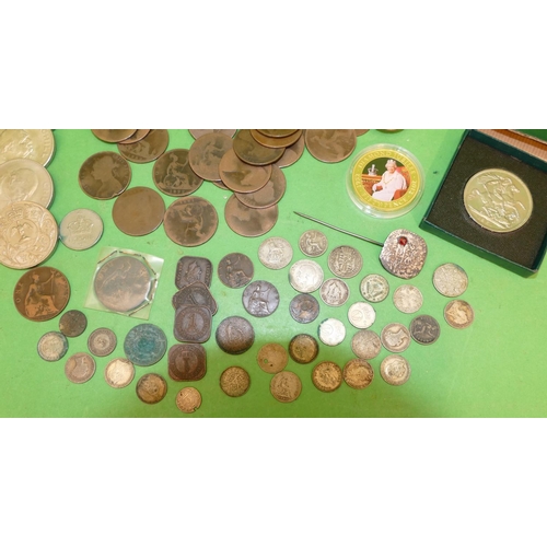 489 - A 1951 Festival of Britain Silver Crown, a 1903 Edward VII Penny and a small quantity of various oth... 