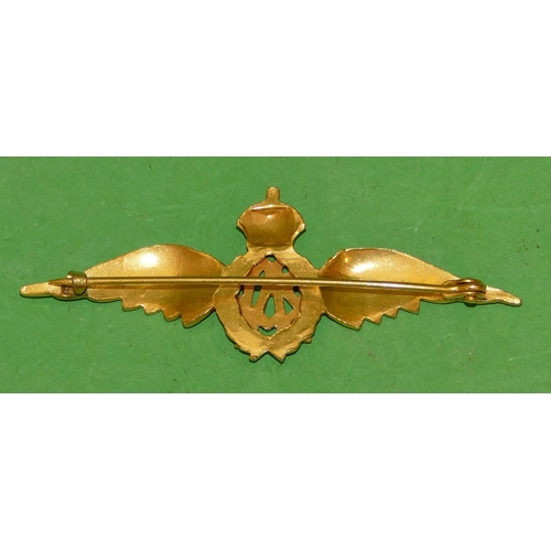 490 - A Gilt Metal RAF Winged Badge, 6cm wide.