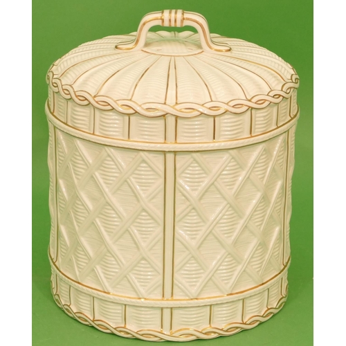 5 - A 19th Century Stilton Cheese Dish Cover (no base) on white wicker style ground with gilt decoration... 