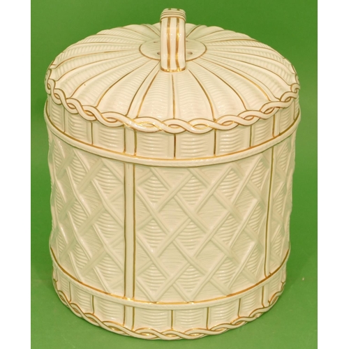 5 - A 19th Century Stilton Cheese Dish Cover (no base) on white wicker style ground with gilt decoration... 