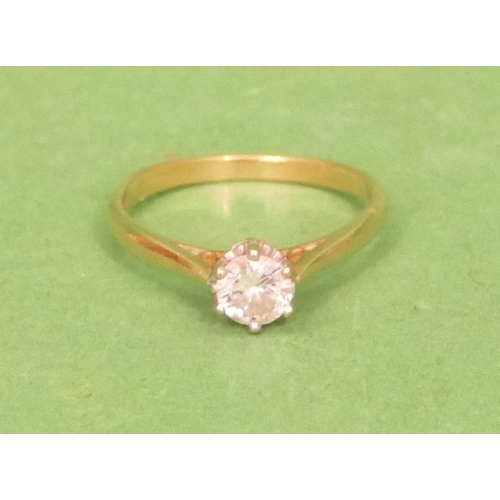 530 - An 18ct Gold Solitaire Diamond Ring, approximately 0.60ct, size O/P.