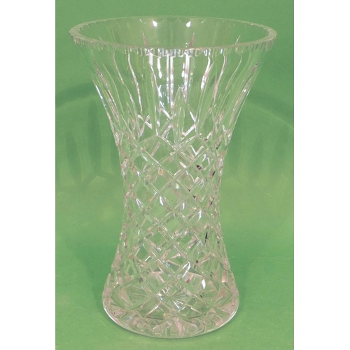 58 - A Heavy Cut Glass Round Trumpet Shaped Vase having thumb pattern rim, 31cm high.