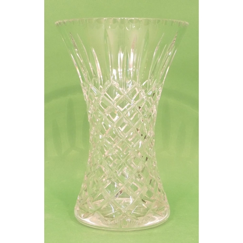 58 - A Heavy Cut Glass Round Trumpet Shaped Vase having thumb pattern rim, 31cm high.