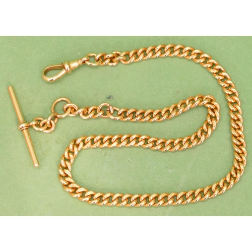 589 - A 9ct Gold Linked Watch Chain mounted with T bar, 41.5cm long without T bar, 51.9g.