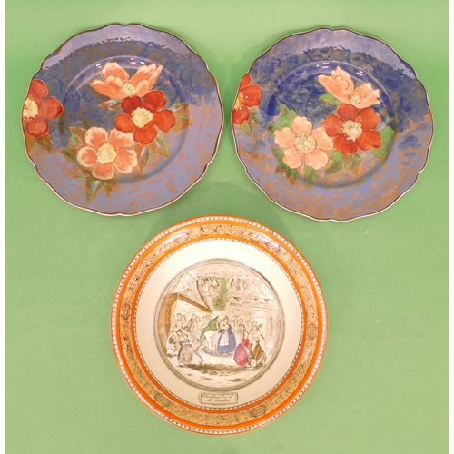 62 - A Pair of Royal Doulton Round Scallop Shaped Plates on multicoloured ground having floral decoration... 