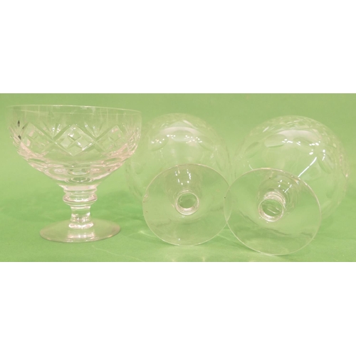 100 - A Set of 6 Small Cut Glass Tumblers, 3 brandy balloons, 4 small wine glasses, 4 sundae dishes, a cut... 