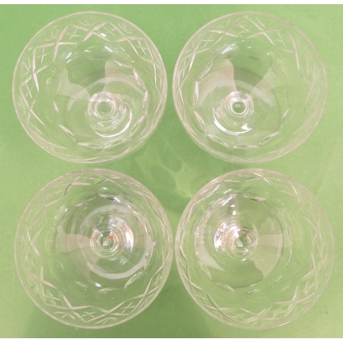 100 - A Set of 6 Small Cut Glass Tumblers, 3 brandy balloons, 4 small wine glasses, 4 sundae dishes, a cut... 