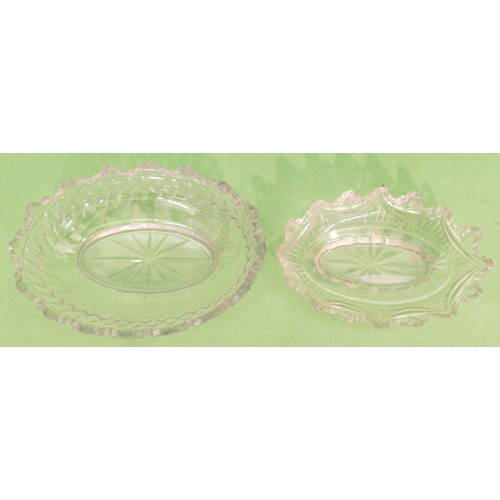 118 - A Georgian Oval Cut Glass Bowl having crinkled rim, 20.5cm wide, also a smaller oval Georgian cut gl... 