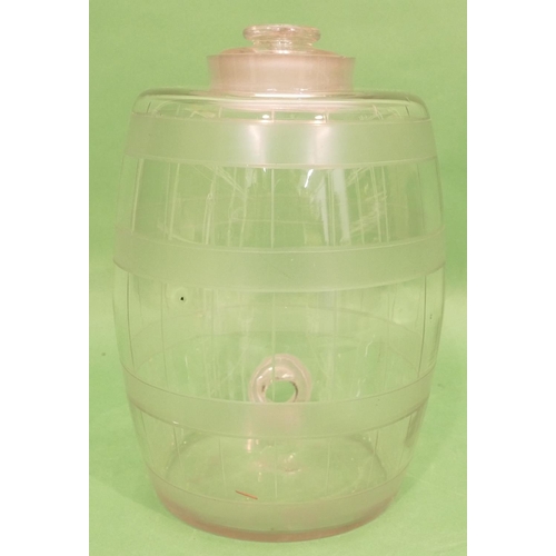 149 - A Cut Glass Round Bulbous Shaped Barrel with cover, 29cm high.