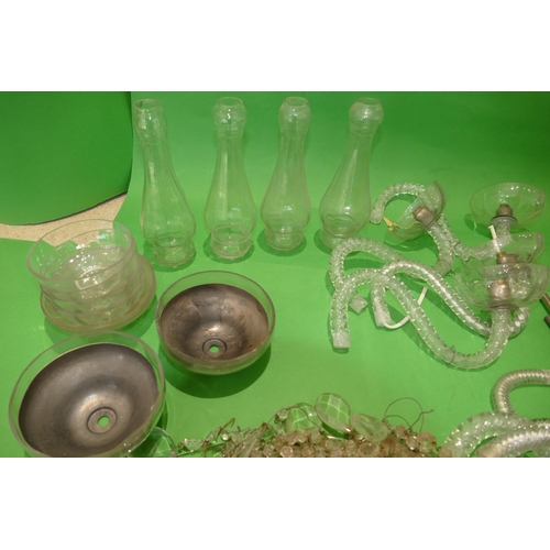 15 - A Glass 8 Branch Candelabra having twist scroll arms and bulbous centre column (in pieces) having va... 