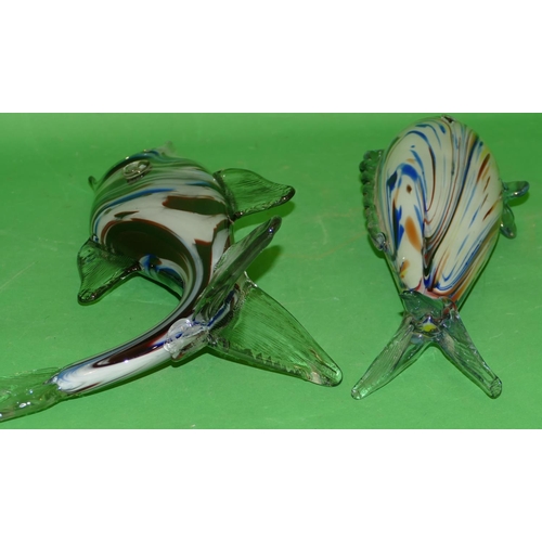 169 - An Murano Glass Vase in form of a fish, 37cm long, also another coloured Murano glass vase in form o... 